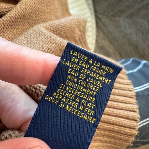 Polo Ralph Lauren Carmel Button High Neck Cotton Sweater / 90's / Medium - Picture 11 of 11